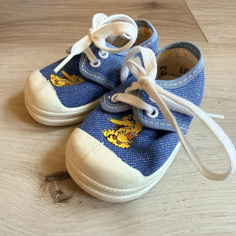 Sesame Street Big Bird Baby Shoes Size 2 Vintage Denim